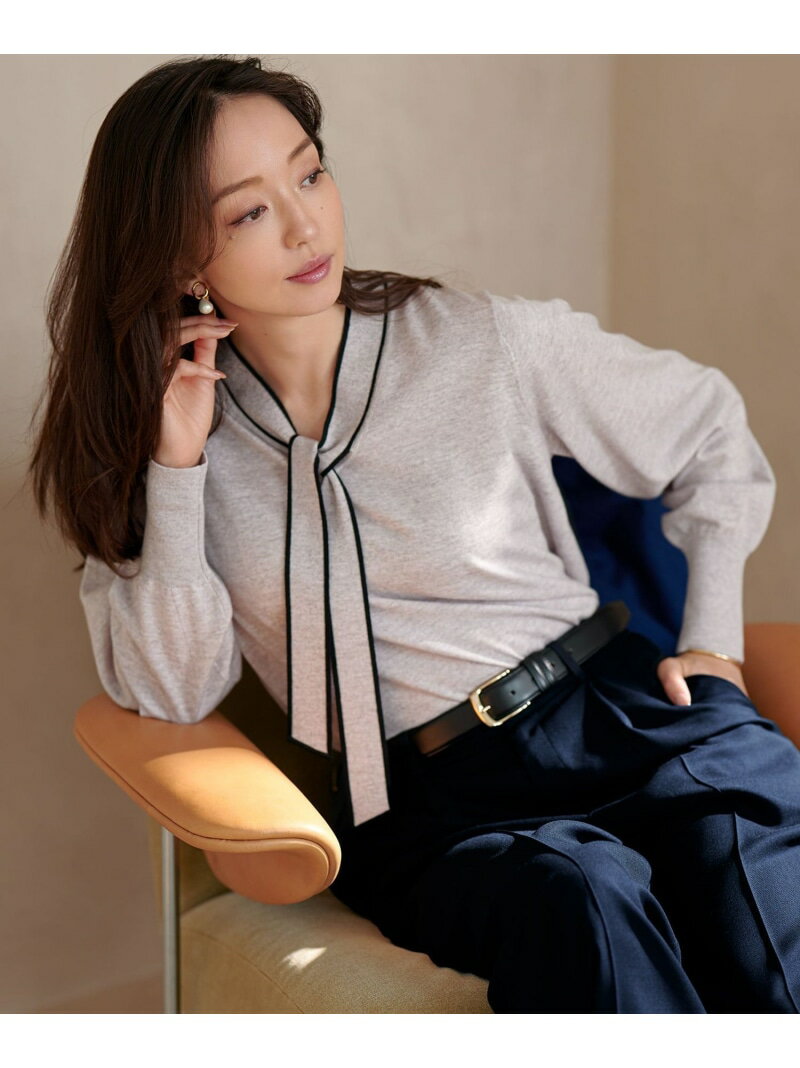 【洗える】ウーステッドウール ボウタイ ニット 23区 S ニジュウサンク トップス ニット ベージュ グレー ブラック ネイビー【送料無料】[Rakuten Fashion]のサムネイル