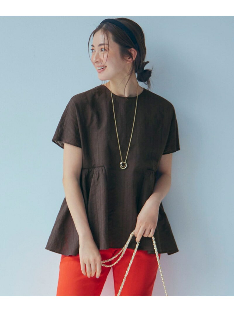 樂天商城 - 【SALE／40%OFF】【洗える】カラミ ストライプ ペプラム ブラウス 23区 L ニジュウサンク トップス シャツ・ブラウス ホワイト オレンジ【RBA_E】【送料無料】[Rakuten Fashion]