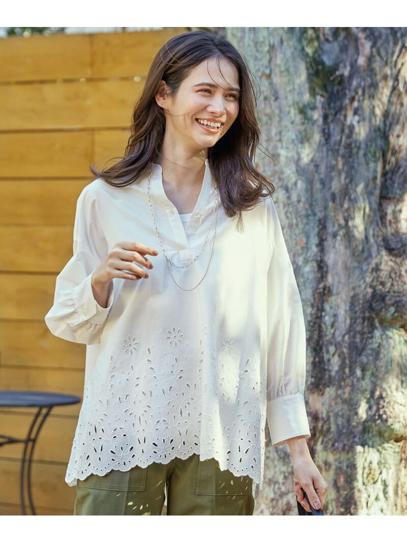 【SALE／40%OFF】【SLOW/一部店舗限定】フラワーエンブロイダリー ブラウス 23区 ニジュウサンク トップス シャツ・ブラウス ブラック グリーン ホワイト【RBA_E】【送料無料】[Rakuten Fashion]のサムネイル