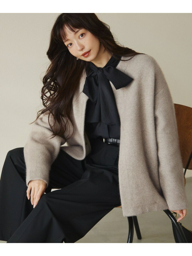 【CLASSY.11月号掲載/洗える】ラクーンブレンドダブルフェイス ニットカーディガン 23区 ニジュウサンク トップス カーディガン グレー ベージュ ブラック【送料無料】[Rakuten Fashion]のサムネイル