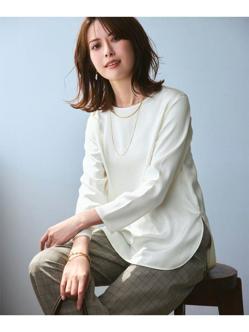 【洗える】サテン ロングスリーブ Tシャツ 23区 ニジュウサンク トップス カットソー・Tシャツ ブラウン ホワイト グレー オレンジ【送料無料】[Rakuten Fashion]のサムネイル