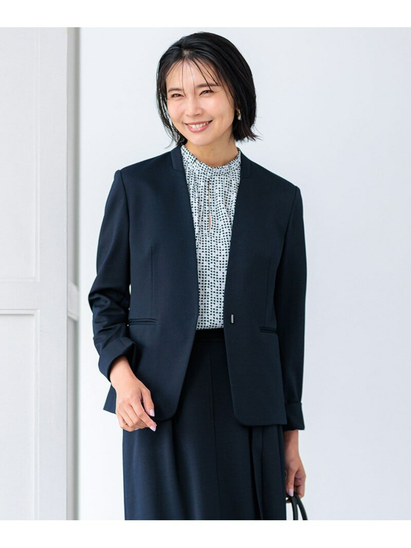 樂天商城 - 【SALE／30%OFF】【セットアップ対応/洗える】トリアセジャージー ノーカラージャケット 23区 S ニジュウサンク ジャケット・アウター ノーカラージャケット ネイビー【RBA_E】【送料無料】[Rakuten Fashion]