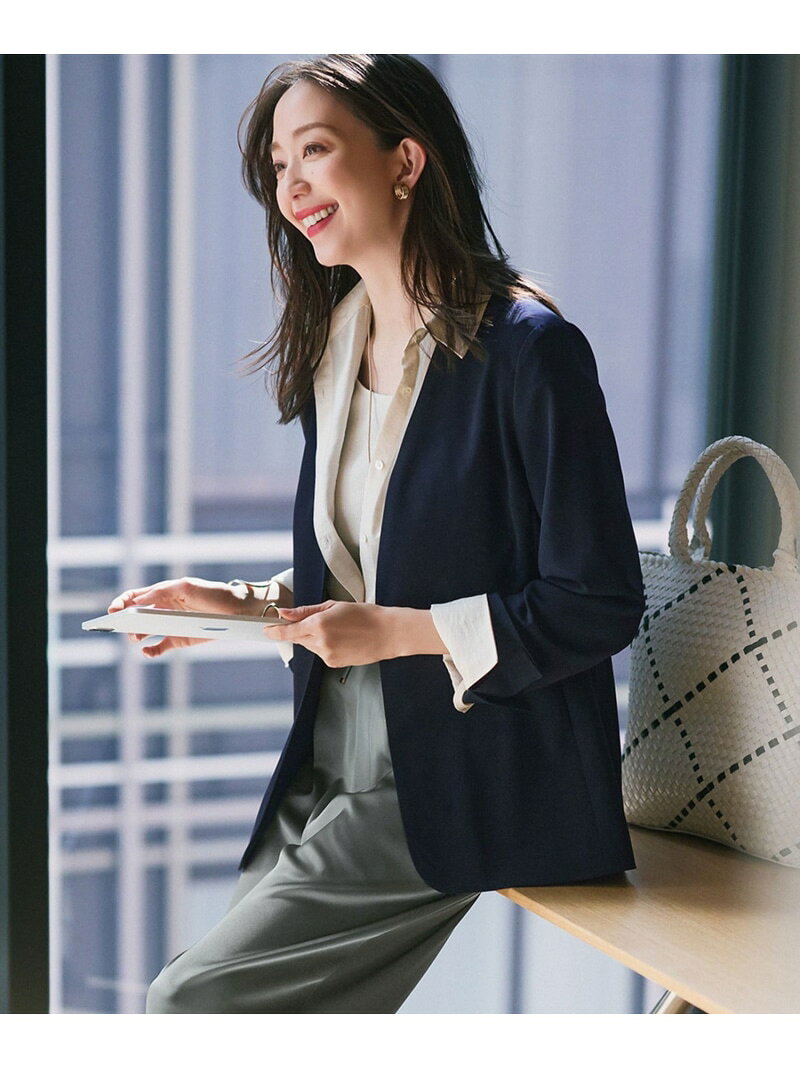 【SALE／30%OFF】【セットアップ対応/洗える】2WAYストレッチツイル ジャケット 23区 S ニジュウサンク ジャケット・アウター ノーカラージャケット ネイビー ブラック ベージュ【RBA_E】【送料無料】[Rakuten Fashion] 23ku-10010736 23区 楽天市場店 パッケージ画像