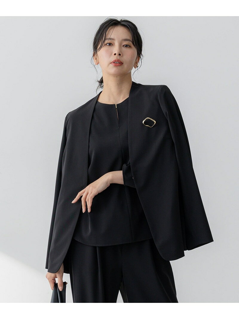 【SALE／30%OFF】【セットアップ対応/洗える】2WAYストレッチツイル ジャケット 23区 S ニジュウサンク ジャケット・アウター ノーカラージャケット ネイビー ブラック ベージュ【RBA_E】【送料無料】[Rakuten Fashion] 23ku-10010736 23区 楽天市場店 サンプル画像2