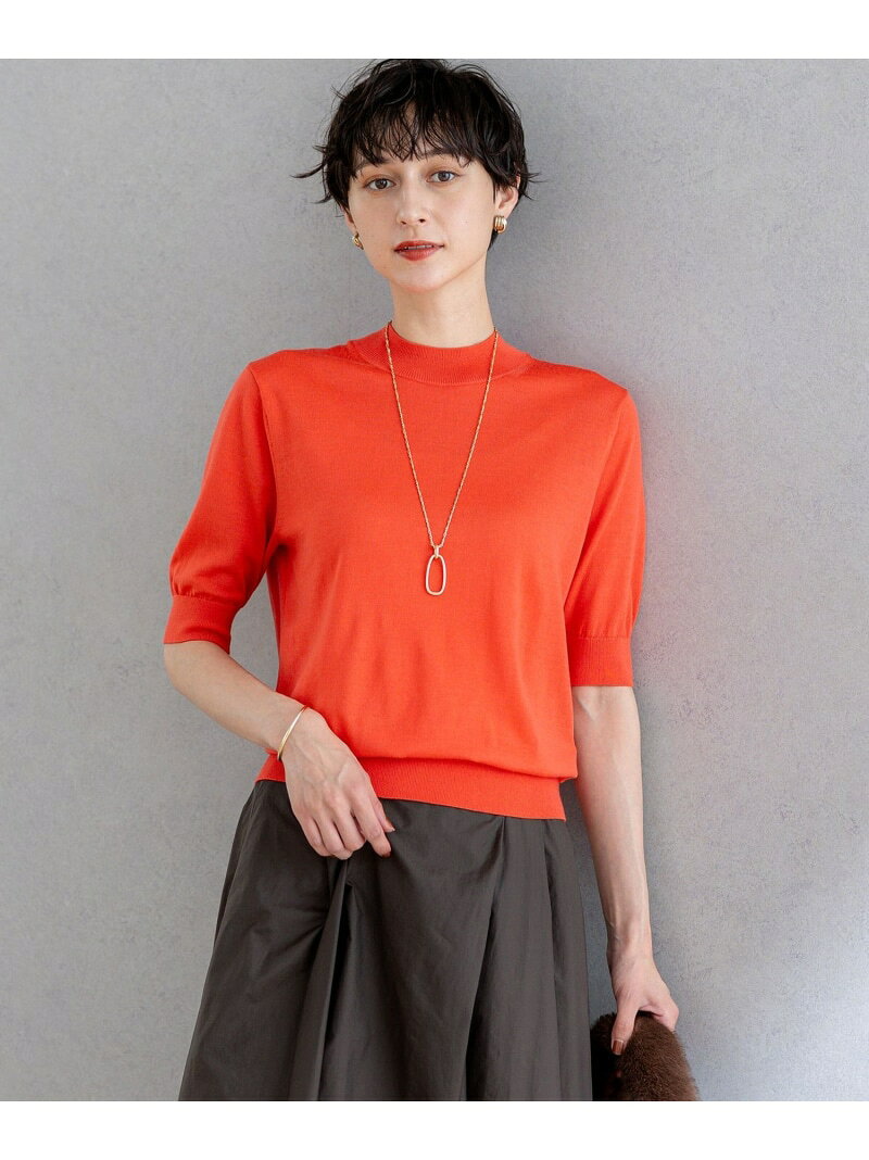 【SALE／40%OFF】【洗える】サステナブルウール モックネック 5分袖 ニット 23区 ニジュウサンク トップス ニット ネイビー オレンジ ブルー【RBA_E】【送料無料】[Rakuten Fashion] 23ku-10011782 23区 楽天市場店 サンプル画像2