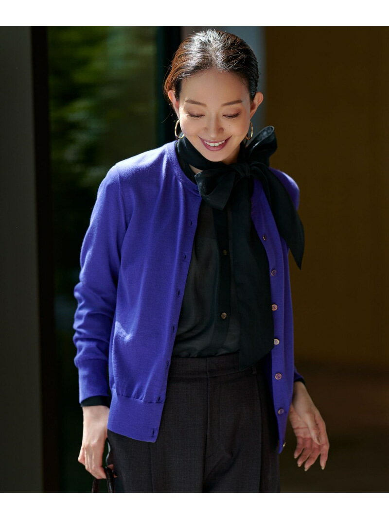 【洗える】サステナブルウール ベーシック カーディガン 23区 L ニジュウサンク トップス カーディガン オレンジ ブルー ネイビー【送料無料】[Rakuten Fashion]