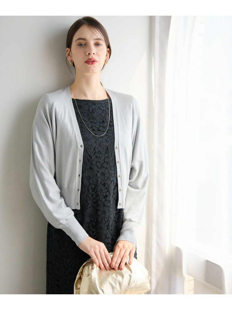 【SALE／40%OFF】【APPLAUDIR】コンパクト ドルマンスリーブ ラメカーディガン 23区 ニジュウサンク トップス カーディガン シルバー グレー ピンク ブラック【RBA_E】【送料無料】[Rakuten Fashion]