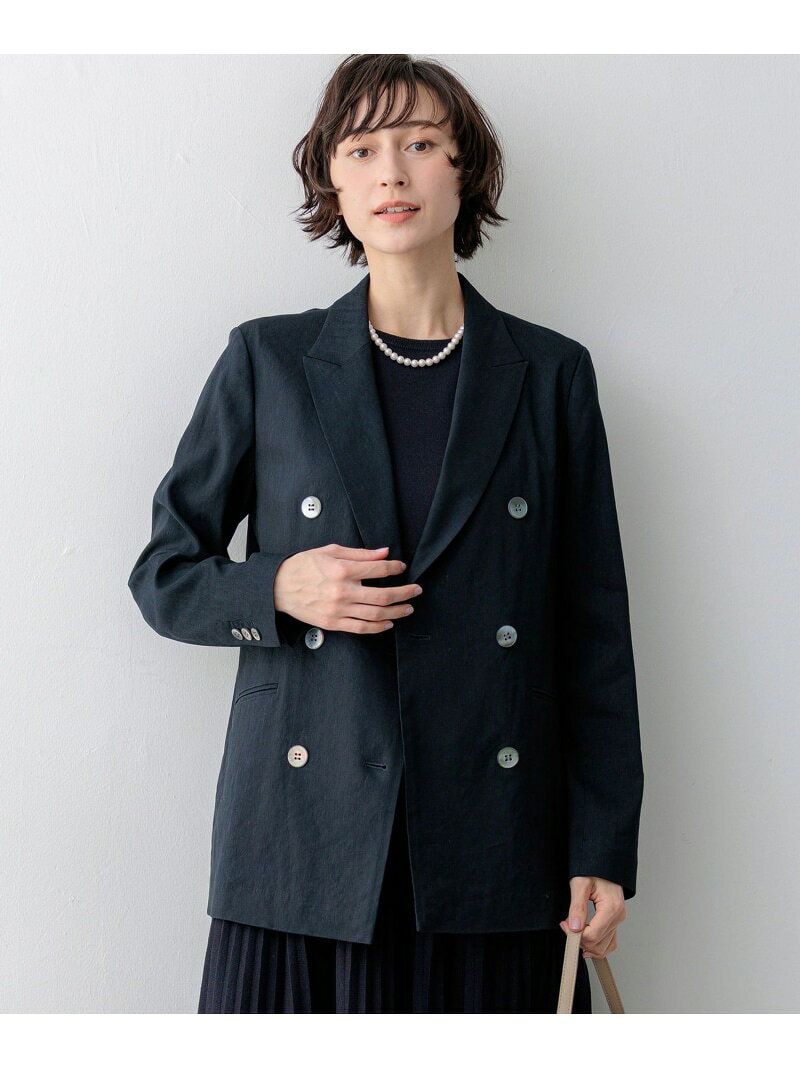 【SALE／40%OFF】【CanCam/Oggi/CLASSY掲載】リネンレーヨンストレッチ ダブルジャケット 23区 S ニジュウサンク ジャケット・アウター その他のジャケット・アウター ネイビー ベージュ【RBA_E】【送料無料】[Rakuten Fashion] 23ku-10013000 23区 楽天市場店 サンプル画像3