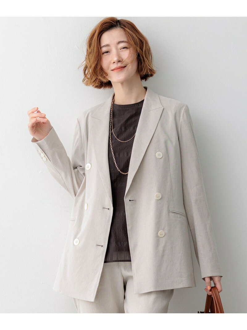 【SALE／40%OFF】【CanCam/Oggi/CLASSY掲載】リネンレーヨンストレッチ ダブルジャケット 23区 S ニジュウサンク ジャケット・アウター その他のジャケット・アウター ネイビー ベージュ【RBA_E】【送料無料】[Rakuten Fashion] 23ku-10013000 23区 楽天市場店 サンプル画像2