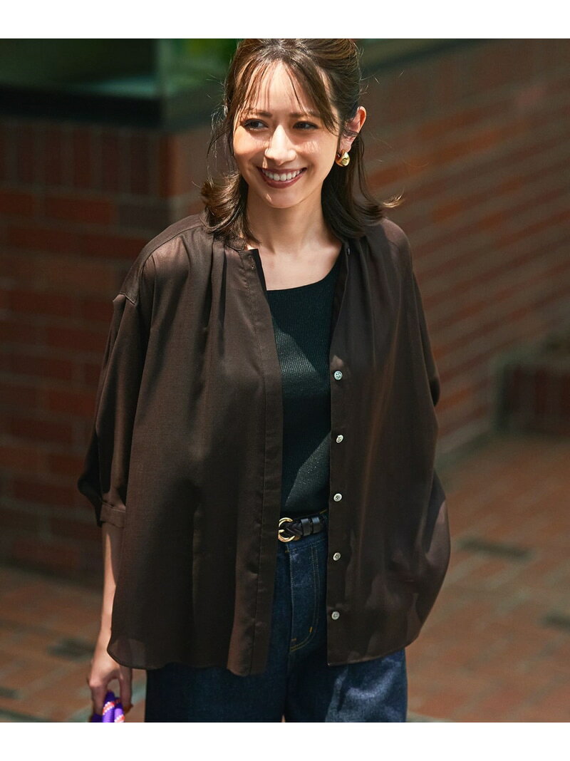 【洗える】シアービエラ タックデザイン ブラウス 23区 ニジュウサンク トップス シャツ・ブラウス ブラック ブルー【送料無料】[Rakuten Fashion]のサムネイル