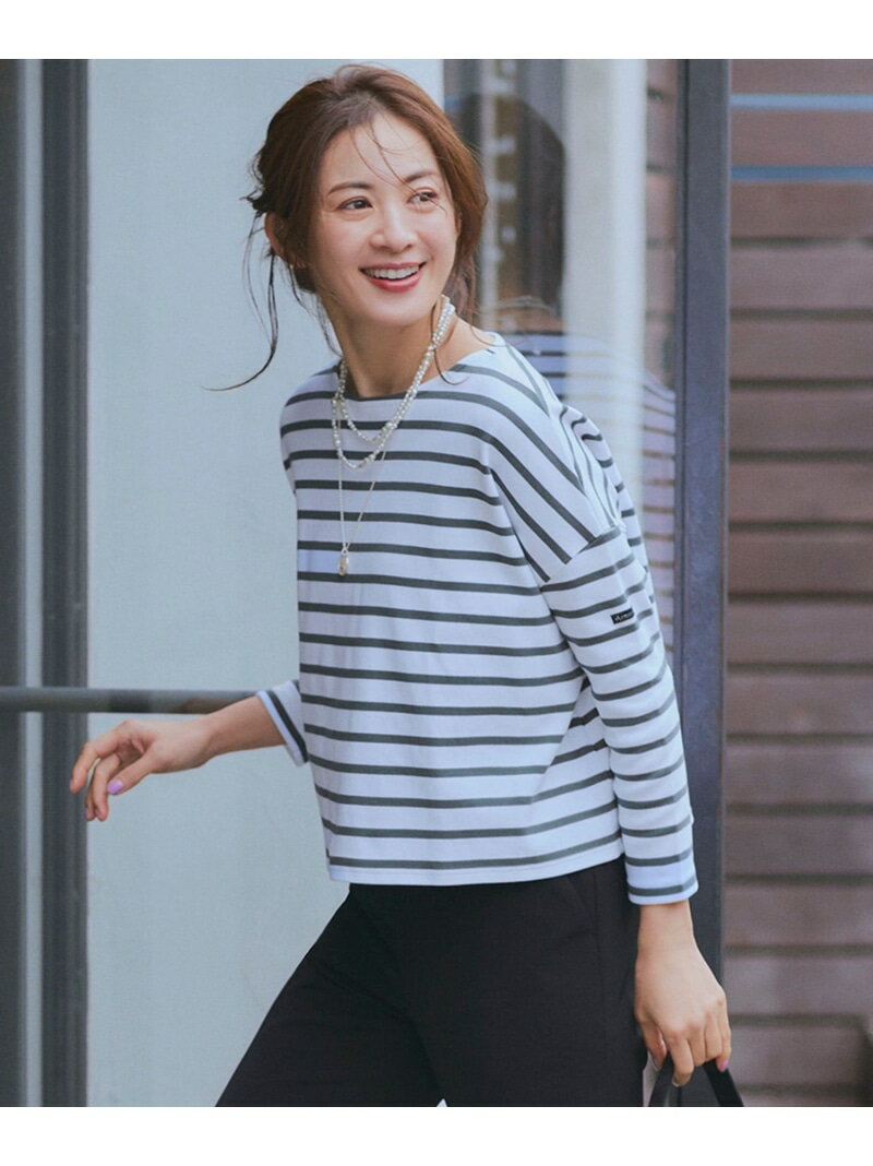 【SALE/50%OFF】【洗える】Armor-lux スムース クロップド ボーダー カットソー 23区 ニジュウサンク トップス カットソー・Tシャツ ホワ...