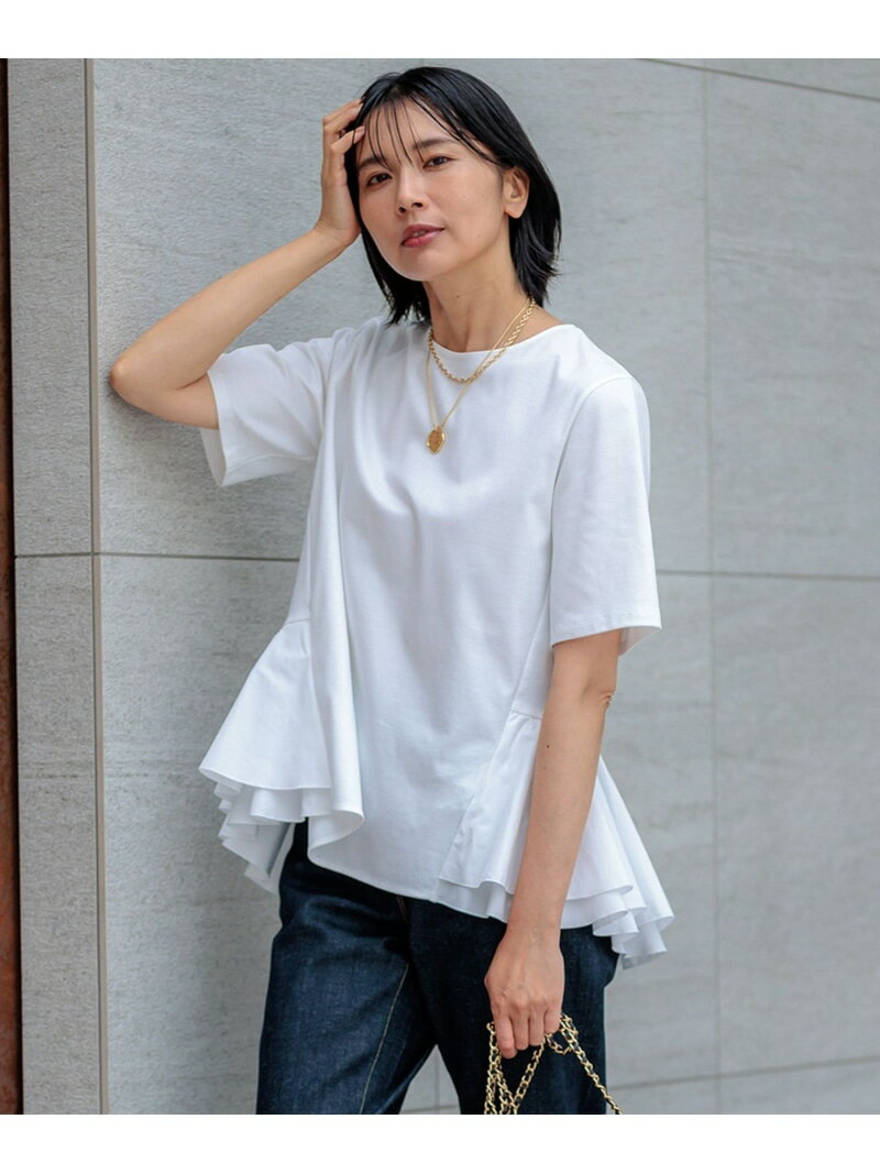 【SALE／30%OFF】【洗える】コットンポンチコンビジャージー ペプラム カットソー 23区 ニジュウサンク トップス カットソー・Tシャツ ホワイト カーキグリーン ネイビー ブラック【RBA_E】【送料無料】[Rakuten Fashion]