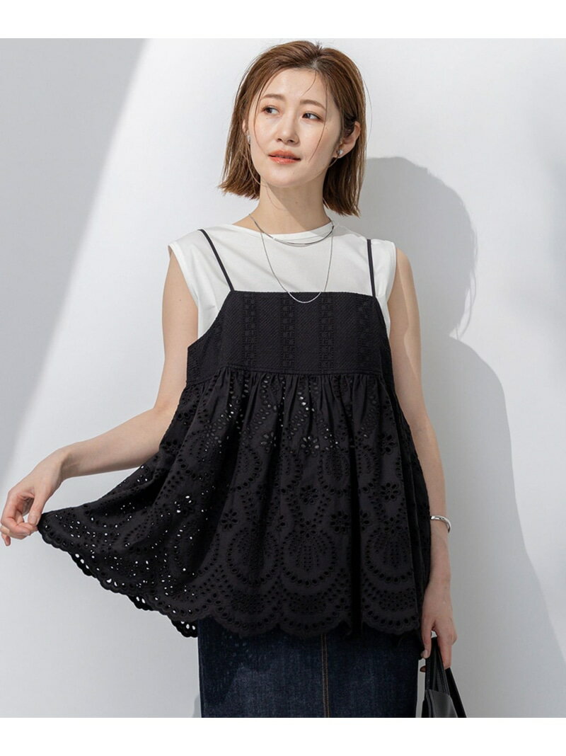 【SALE／20%OFF】【洗える】コットンエンブロイダリー キャミソール 23区 L ニジュウサンク トップス シャツ・ブラウス ネイビー ホワイト ブラック【RBA_E】【送料無料】[Rakuten Fashion]のサムネイル
