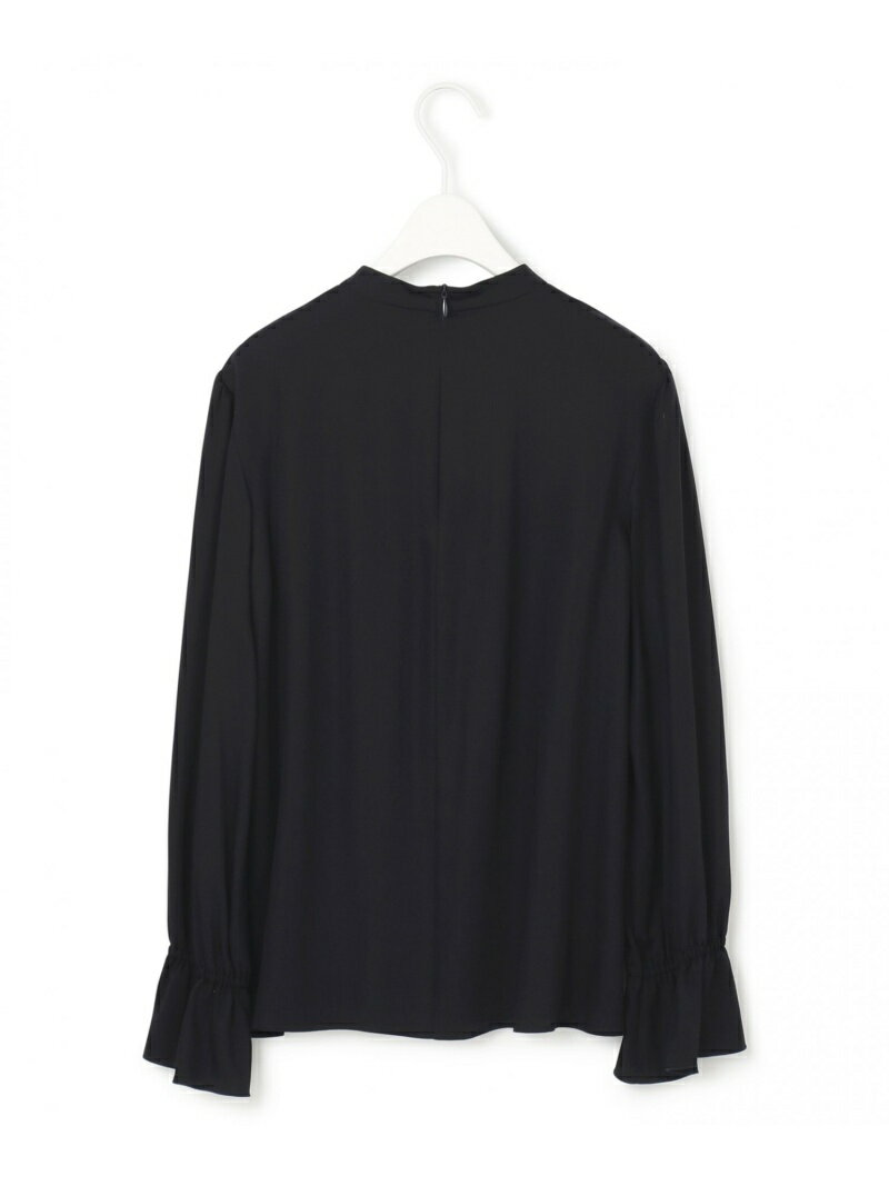 Rakuten Fashion 洗える パウダリーキュプラツイル スタンドネックブラウス 23区 S ニジュウサンク シャツ ブラウス 長袖シャツ ホワイト ネイビー 送料無料 23ku