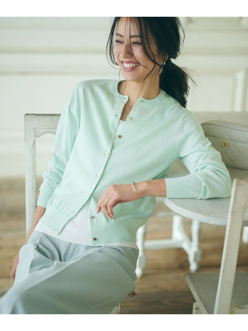 Nylon, Rayon, Polyester - 【Oggi4月号掲載/洗える】プレミアムビオコットン カーディガン 23区 S ニジュウサンク トップス カーディガン ホワイト グリーン ネイビー パープル ピンク【送料無料】[Rakuten Fashion]