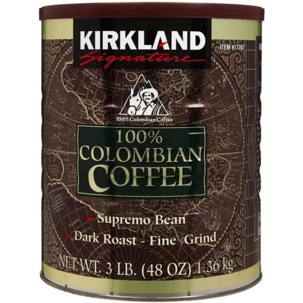 【訳あり　賞味期限23.12.7 4個セット】【KIRKLAND カークランド】 100％コロンビアコーヒー 1.36kgレギュラーコーヒー（粉）　細挽き×4個