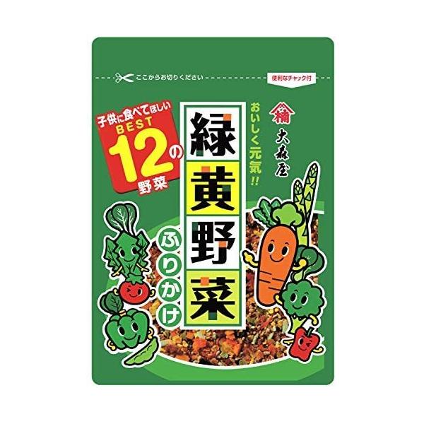 12種類の緑黄野菜が入ったヘルシーふりかけです。母親が子供に食べて欲しいベスト12(ほうれん草・にんじん・かぼちゃ・トマト・ブロッコリー・パプリカ・小松菜・アスパラガス・大根菜・チンゲン菜・グリーンピース・ケール)の緑黄野菜を配合しました。美味しさ、素材感、健康感をコンセプトにした商品です。 原材料・成分 乳糖(外国製造)、いりごま、砂糖、大豆、かつお・さば混合削り節、食塩、でん粉、大根葉、にんじん、のり、醤油、デキストリン、卵黄粉末、かぼちゃ、ぶどう糖、昆布、ほうれん草、黒糖、もろみ、発酵調味料、抹茶、パプリカ、グリンピース、ケール、チンゲン菜、トマト、植物蛋白加水分解物、かつお節エキス、ブロッコリー、小松菜、植物油脂、アスパラガス、食物繊維、あおさ、レモン、昆布エキス、みりん、清酒、唐辛子、えびエキス、植物性乳酸菌(殺菌)/調味料(アミノ酸等)、卵殻カルシウム、加工デンプン、着色料(カロチノイド、カラメル、クチナシ、紅麹、紅花黄)、セルロース、増粘剤(キサンタンガム)、酸化防止剤(V.E)、V.B1、酸味料、甘味料(甘草)、(一部に卵・乳成分・小麦・えび・ごま・さば・大豆を含む)