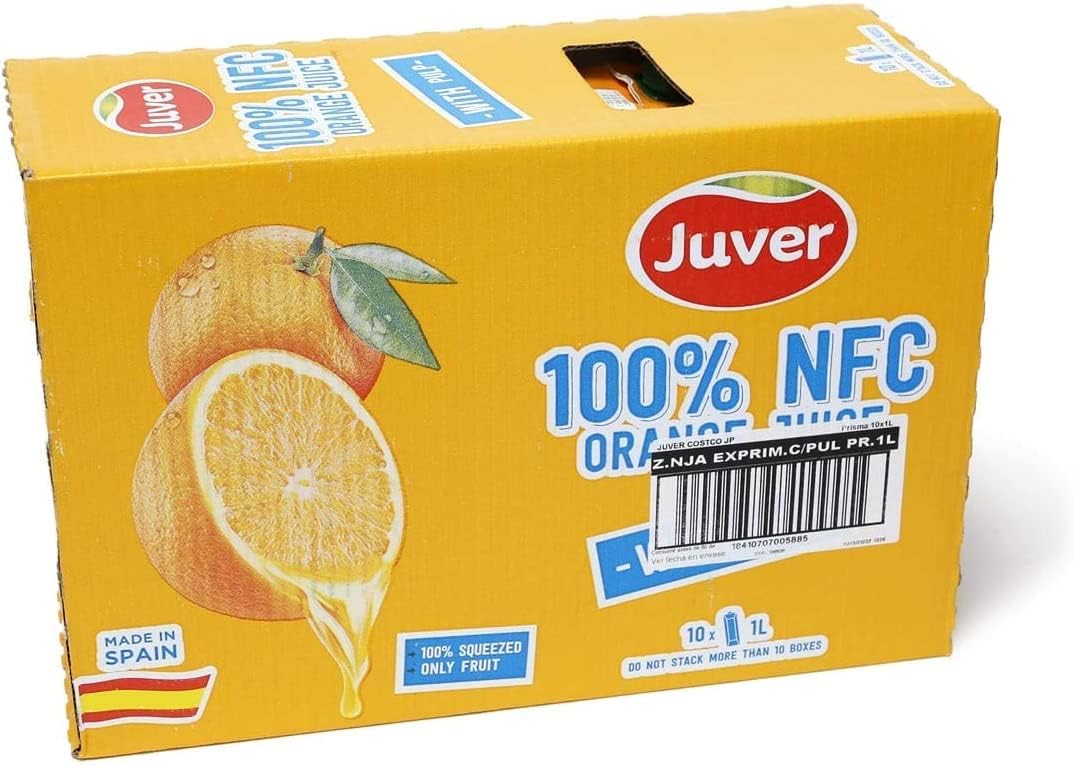 JUVER 100％ オレンジジュース （ストレート）1Lx10本 果粒入り フベル ジュベル　送料無料！