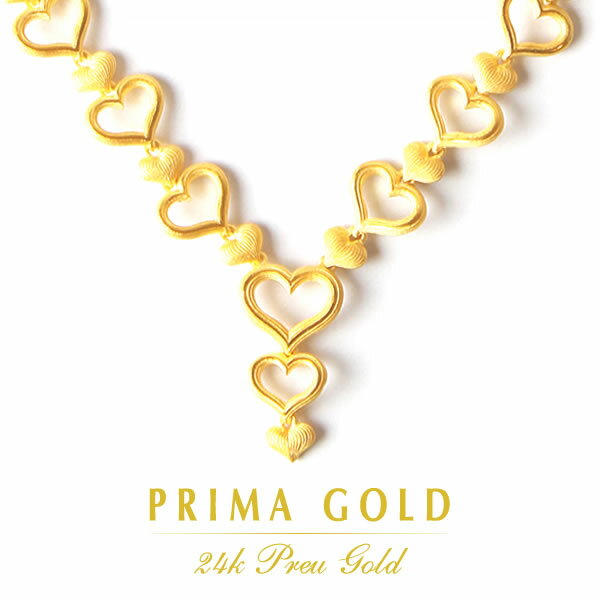 純金 ネックレス ハートモチーフ ETERNAL LOVE レディース 女性 24K 24金 ゴールドジュエリー 記念日 誕生日 贈り物 PRIMAGOLD プリマゴールド 送料無料