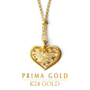 24K 純金 PRIMAGOLD プリマゴールド 送料無料 ハート・イン・ハート【ネックレス】【ペンダント】【レディース】 24金 ゴールド ジュエリー【ギフト・贈り物】