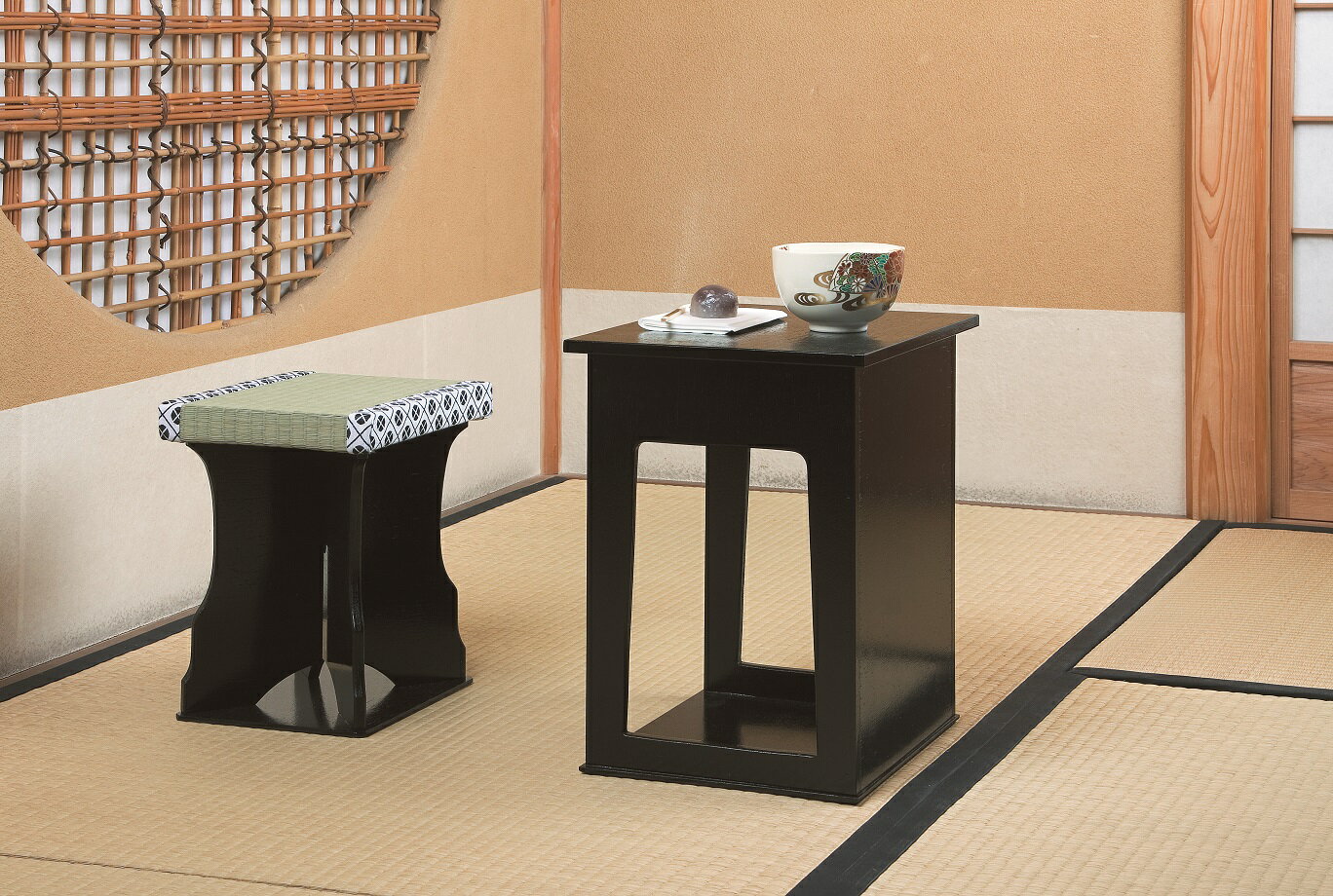 楽天にしかわ茶道具【茶道具】近藤さんのちょっと椅子黒掻合塗紙箱