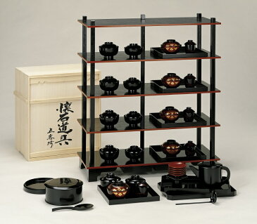 【茶道具】懐石道具一式(5客)木製(本漆塗)木箱入中村宗悦