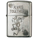 zippo オリジナル オーダー 【ジッポ】(ジッポー)ライター　メタル・彫刻：FUNNY SKULL　2UDS-ALWAYS シルバー ユーズド加工プレゼントZIPPO