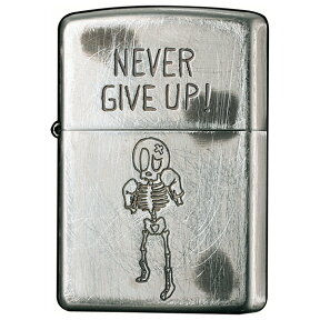 【ジッポ】(ジッポー)ライター　メタル・彫刻：FUNNY SKULL　2UDS-GIVEUP シルバー ユーズド加工プレゼントZIPPO