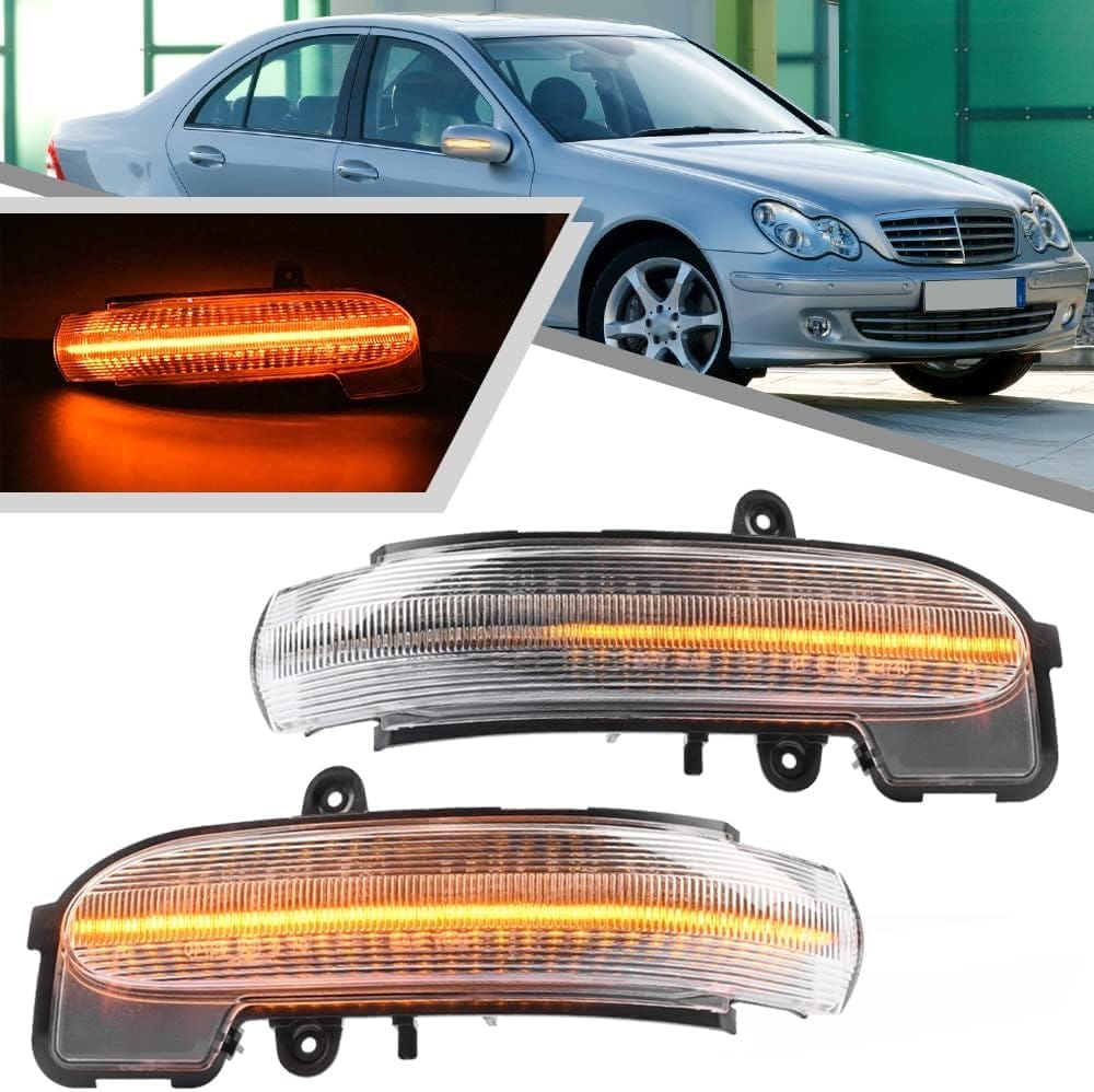 hotimp® ベンツ 互換品 クリアレンズ仕様 W203 Cクラス LED 流れて光る ドアミラー シーケンシャルウインカー ベンツ 純正交換タイプ 左右1組
