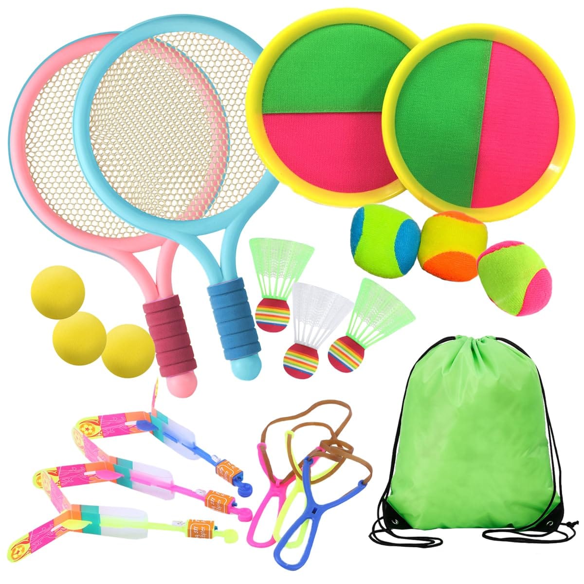 SALUDABLE バドミントン フライングボール キャッチ コプター 外遊び 公園遊びグッズ 収納