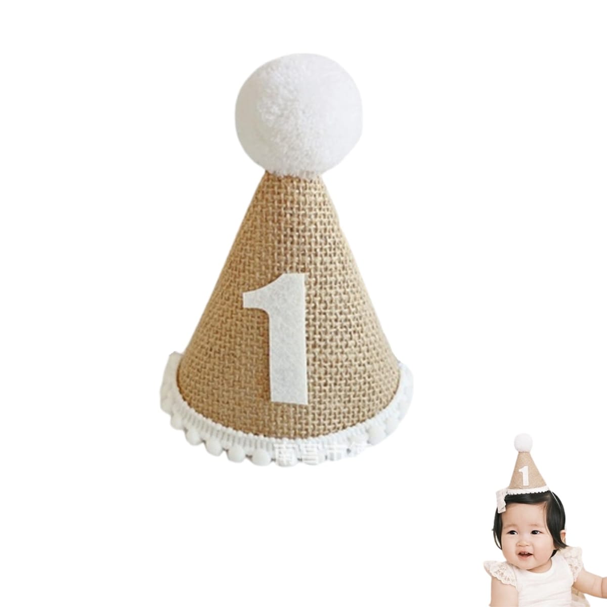 [Sunny Glow] ハッピーバースデー 1歳 誕生日 飾り付け 赤ちゃん 帽子 パーティー ハット 装飾 シンプ..