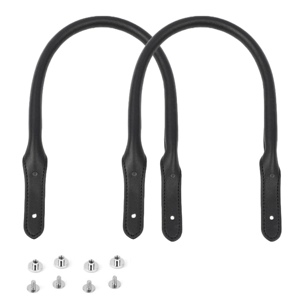 JUSTVEL バッグ 持ち手 修理 交換 付け替え 補修 PU革 ハンドル カバン 黒 2本セット 45cm
