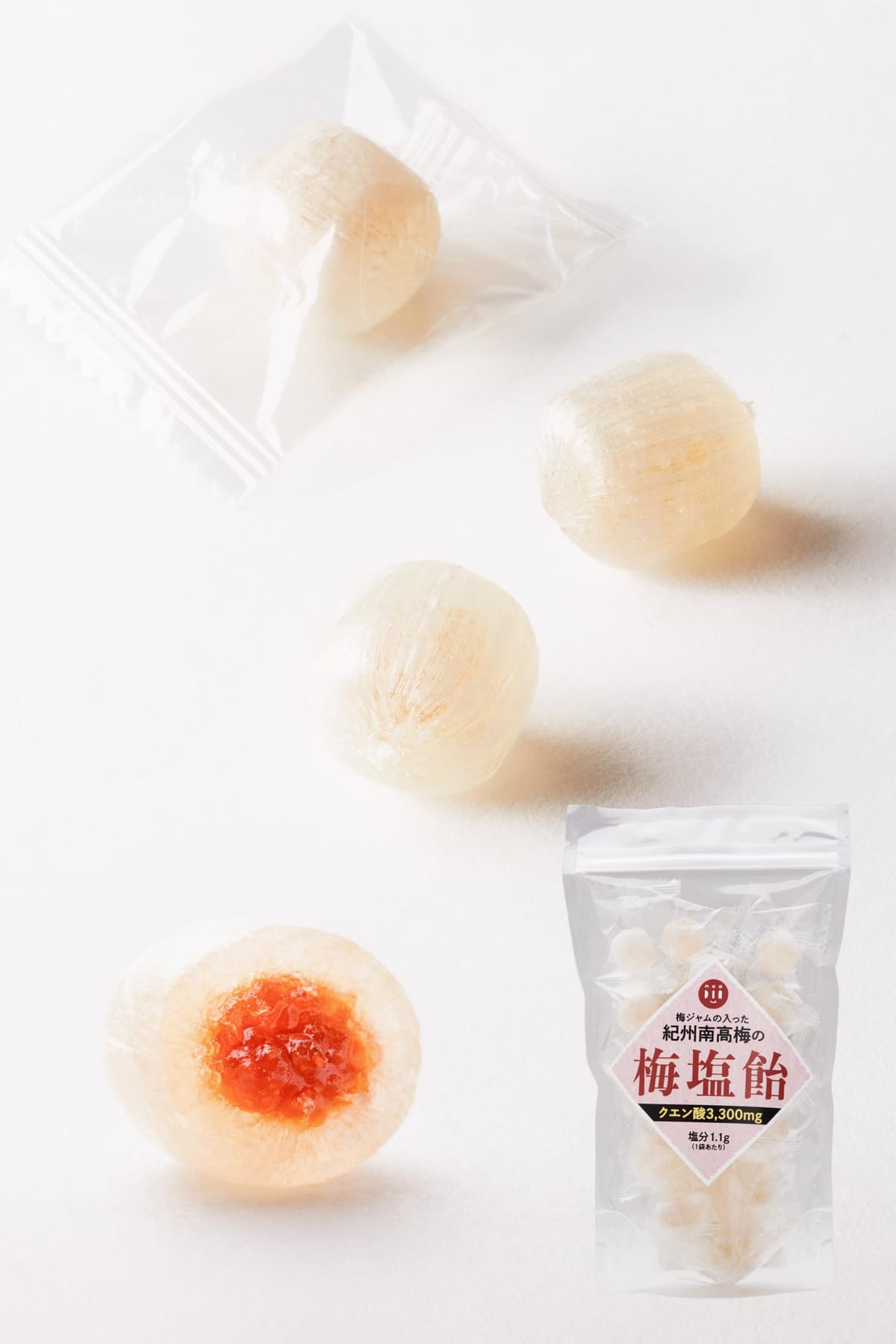 梅塩飴 紀州南高梅 クエン酸3300mg 着色料不使用 塩飴 個包装 熱中症対策 梅ジャム入り やさしい塩味 家族で使える 105g