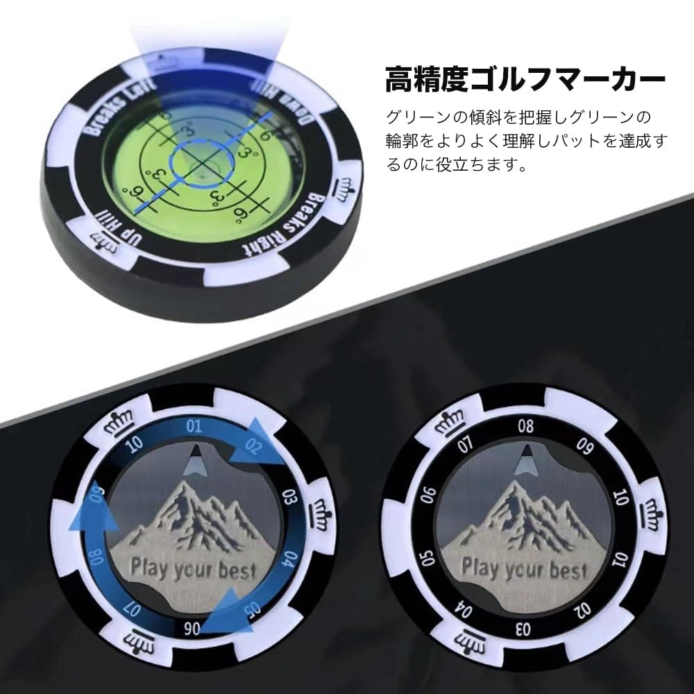 ヒカリカ ゴルフマーカー 水平器 ゴルフグリーン傾斜計 水準器付き ゴルフマーカー...