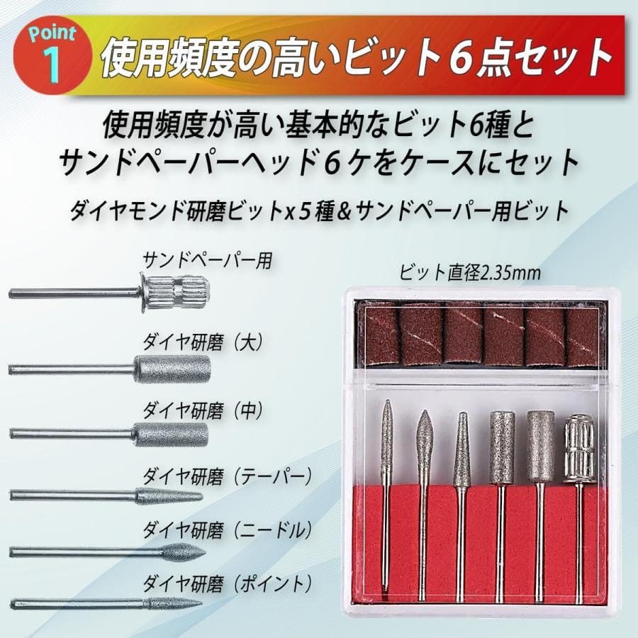 リューター 電動 ミニ ルーター 工具 小型 ビット セット 軽量 ペン型 研磨 ネイル...