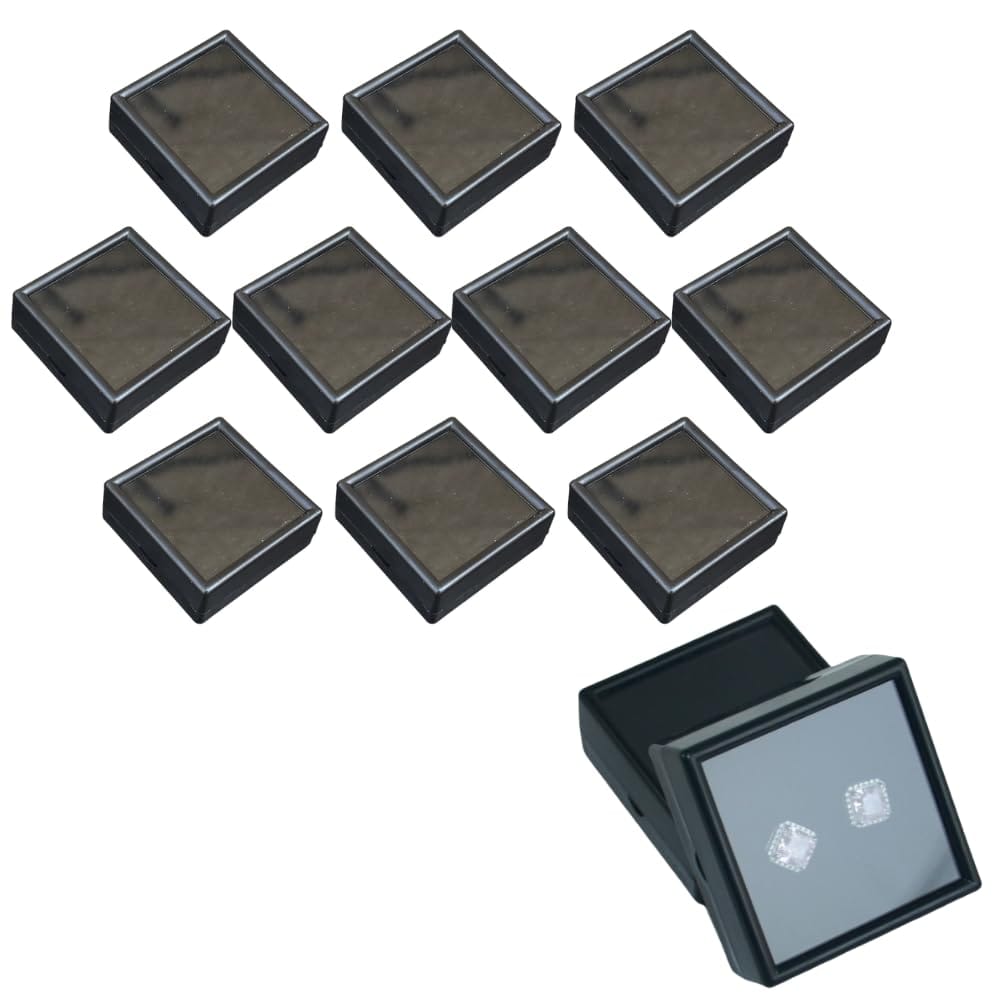 ideamall ルースケース 標本箱 クッション 宝石 鉱石 ジュエリー 小物入れ 窓付き 10個セット