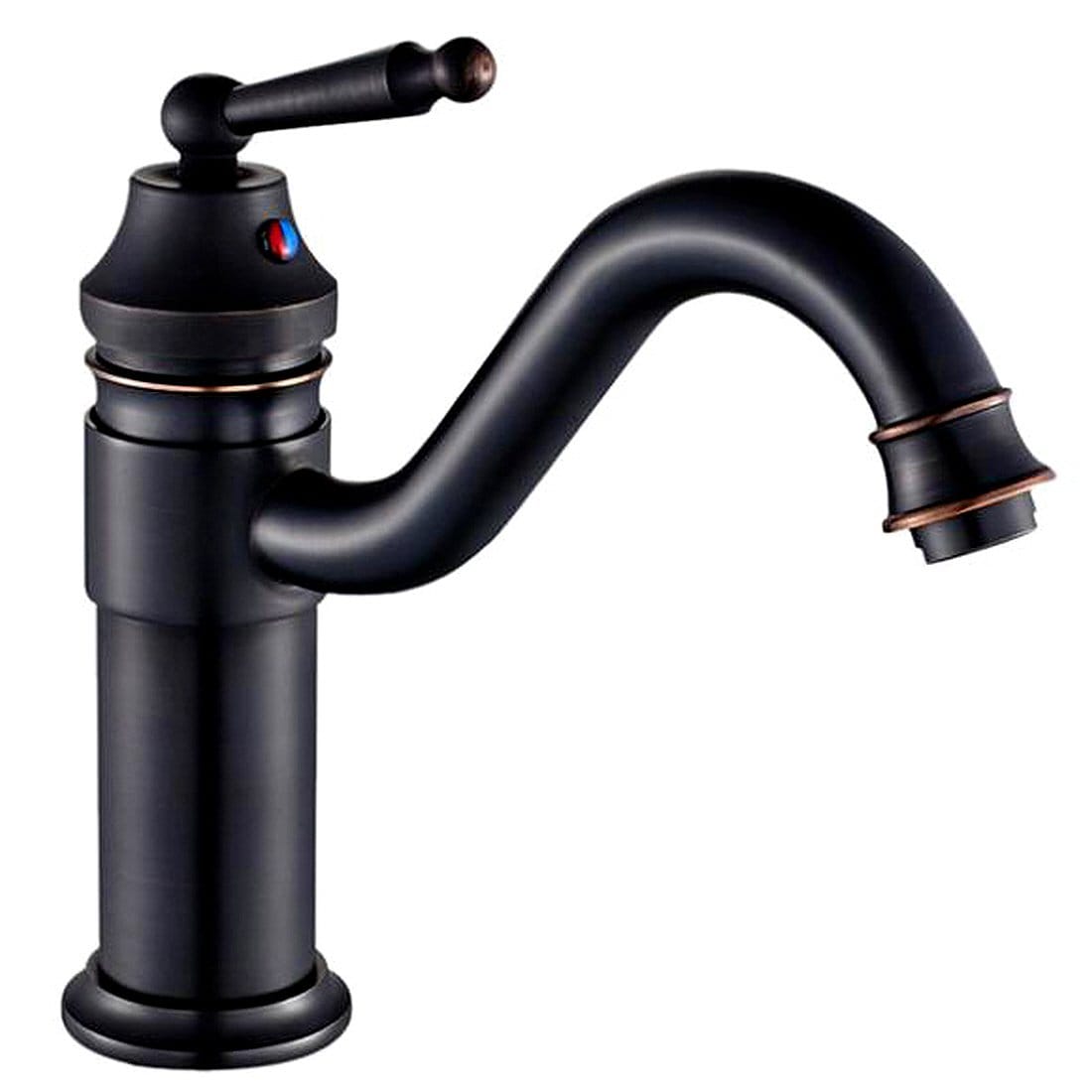 Life System(ライフシステム) 洗面用 アンティーク 混合水栓 ブラック 蛇口 シングルレバー レトロ 手..