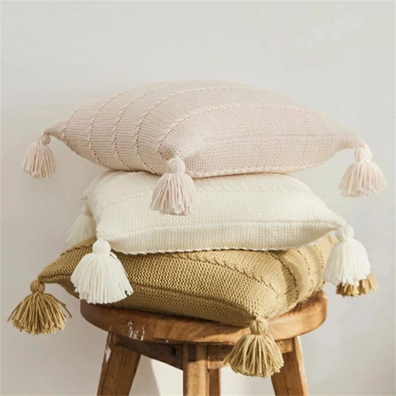 クッションカバー ニット 45x45 選べる4色 北欧 カバー 可愛い かわいい 無地 高級感 おしゃれ 正方形 通気 丸洗いOK 汚れ防止