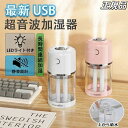 卓上 ダブルノズル 520ml大容量 車用加湿器 超音波式 USB充電式 最大10時間連続加湿 7色LEDライト 空焚き防止(2)