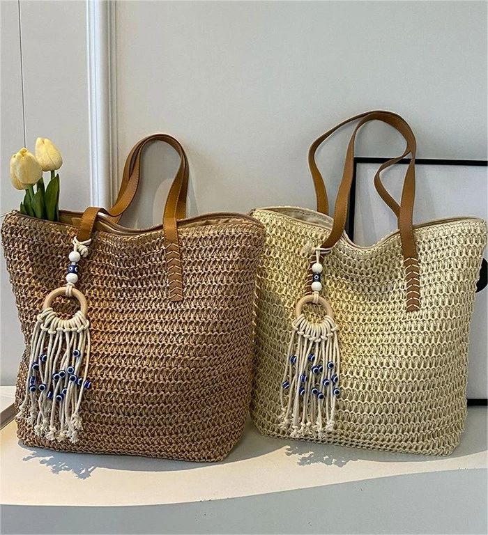 軽い 超軽量 ペーパーバッグ 手提げ トート 編み込み 肩掛けバッグ 大きめ レディース