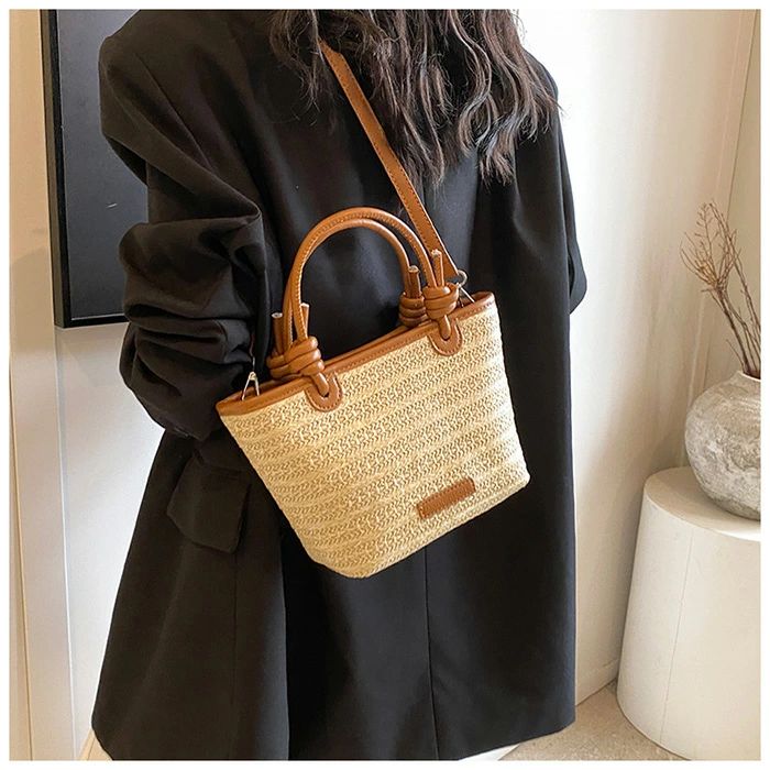 台形 カゴバッグ ミニバッグ 小さめ 2way ファスナー付き バッグ 軽量 小さめ 斜めがけ