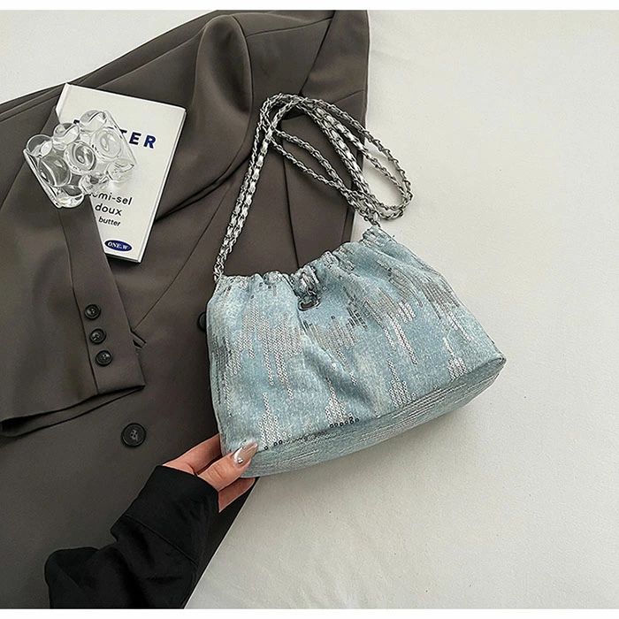 チェーンバッグ 斜めがけ 肩掛け スパンコールバッグ きらきら 軽量 2way 鞄(4)