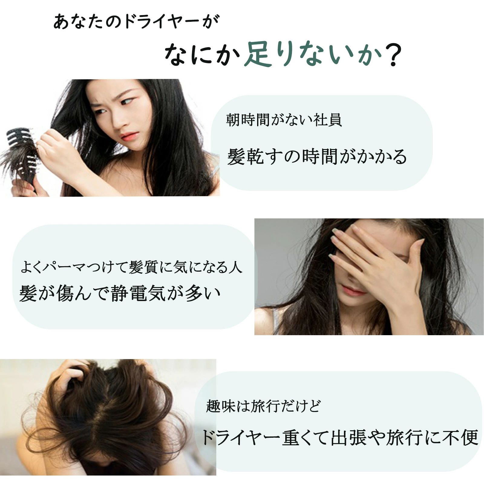 2023 静音 美髪 高級 超軽量 温度調整 マイナスイオン ヘアドライヤー おすすめ 4段階調節可能 冷熱風 大風量 速乾