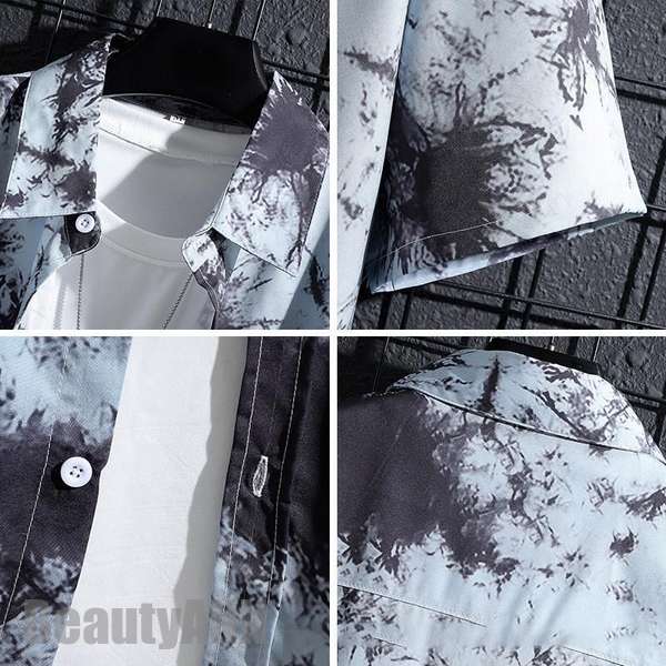 プレゼント お兄系 ビーチ 旅行 祭り プール 夏 トップス 総柄 半袖 開襟 接触冷感 カジュアルシャツ メンズ アロハシャツ