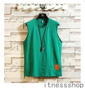 綿混 夏 袖なし カットソー トップス 男性 無地 ドライ トレーニング オシャレ メンズ タンクトップ ノースリーブ Tシャツ