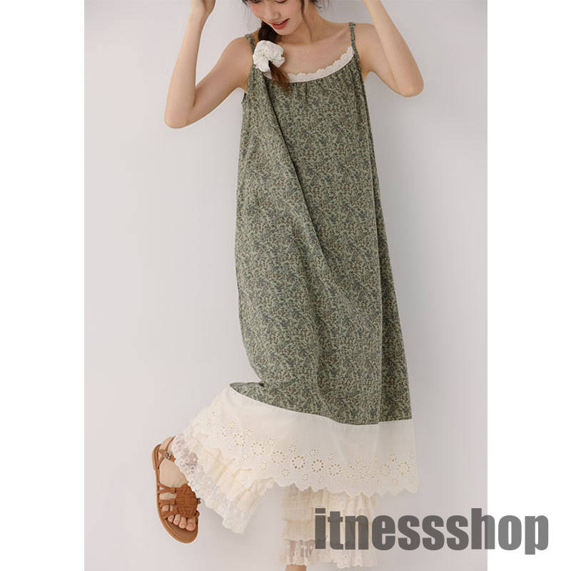春夏 レース 総柄 リゾートワンピ ワンピース キャミソール レディース 春 夏 キャミワンピ キャミワンピース 裾レース