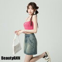 デニム カラーヘビーツ デニム ミニスカート ハイウエスト 夏 秋 ウエスト 韓国風 着痩せ プレゼント ギフト