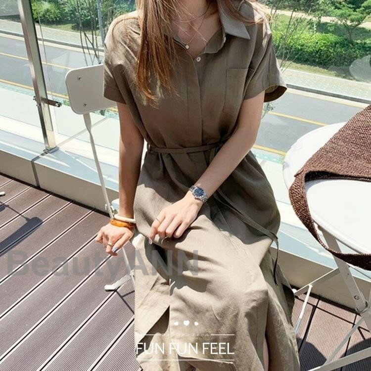 4色 着痩せ 上品 オシャレ 通勤ドレス 綿麻混 半袖 夏 春 マキシ丈ワンピース キレイめ 40代 レディース