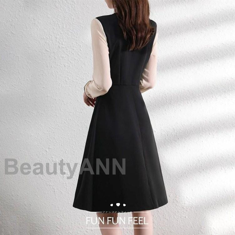 ロングワンピース 夏 春 韓国風ワンピース OL 通勤 マキシワンピース スリット 切り替え ワンピース レディース