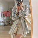 大人 チュニック ブラウスシャツ ストライプシャツ シャツ 春夏 夏 春 スキッパーシャツ ストライプ 青い レディース ブラウス(4)